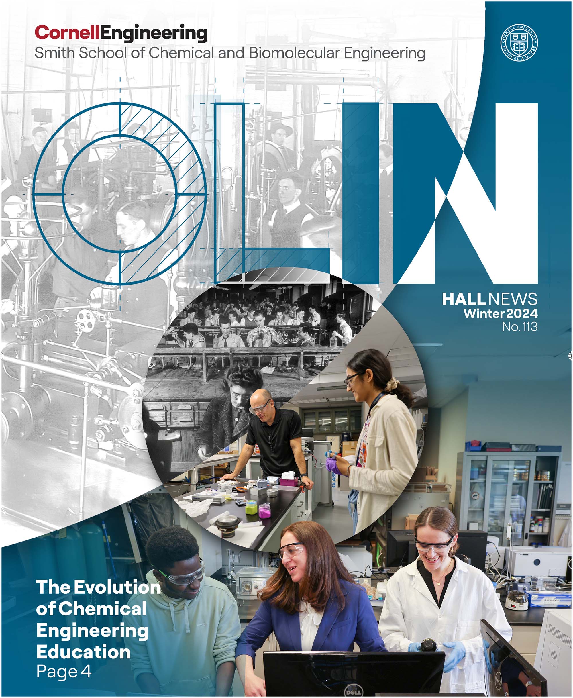 Olin Hall News 2024 publication cover images of researchers and students past and present.