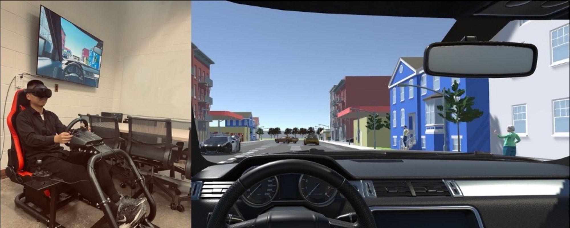 A student using virtual reality equipment in the Information and Decision Systems lab run by Andreas Malikopoulos.