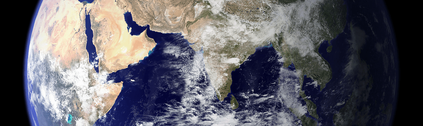 Earth as seen from space, with India centered.