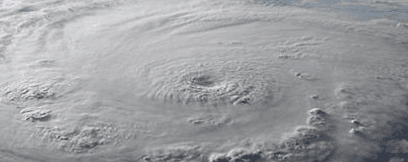 Satellite view of a hurricane.