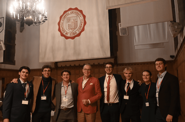 Cornell Trustee John Morales poses with members of the organizing committee of the first Cornell Chapter of the American Meteorological Society's first annual Cornell Weather Conference in 2025.