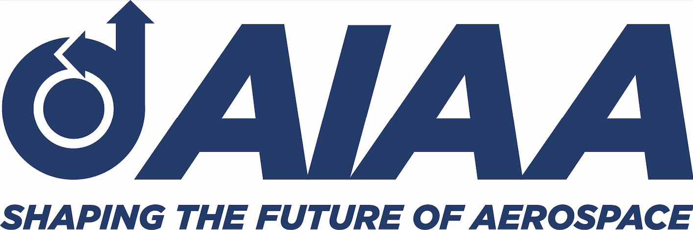 Logo of the American Institute of Aeronautics and Astronautics. Letters in blue are AIAA.