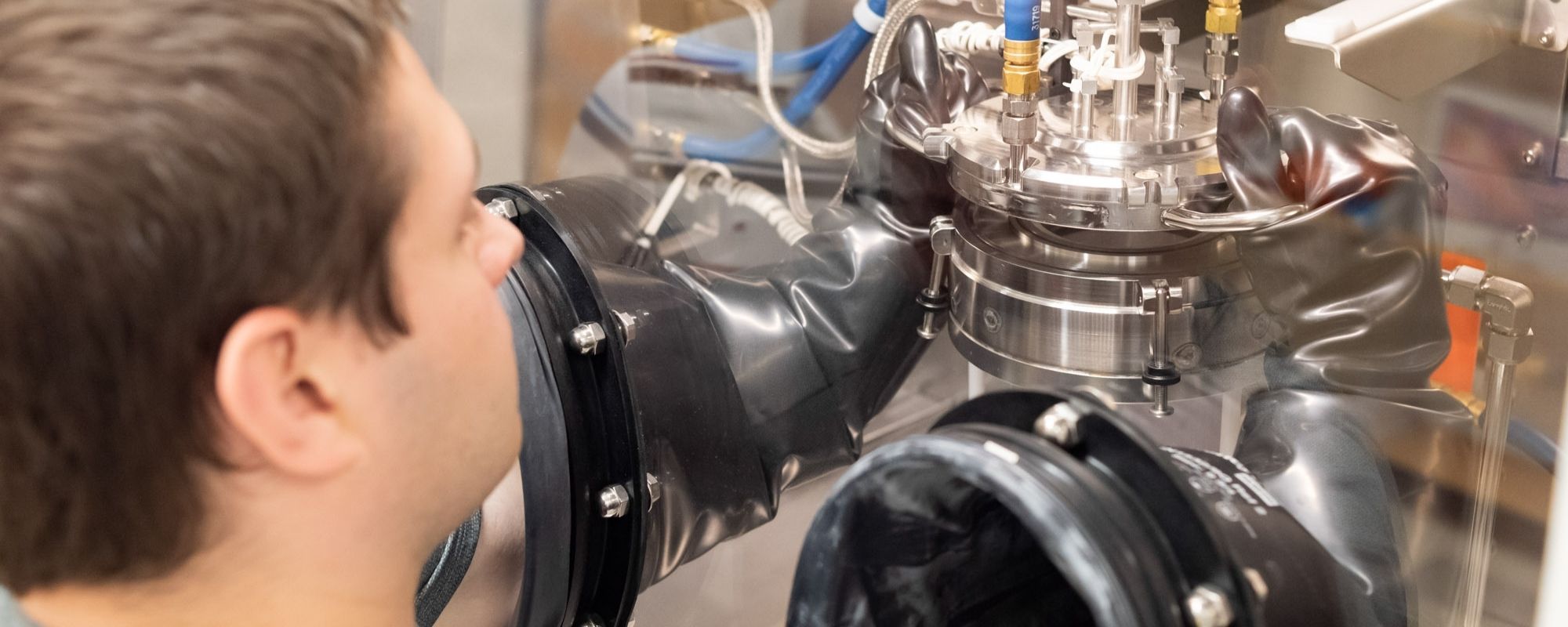 Student working in professor Hari Nair's lab.