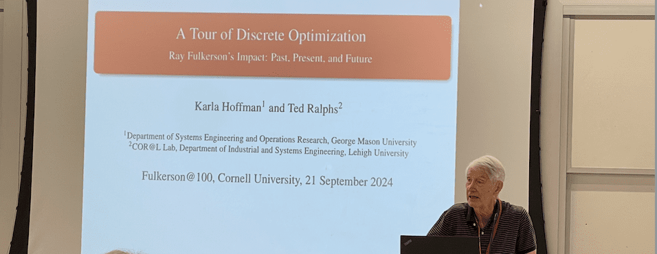 ORIE emeritus Professor Les Trotter speaks at the Fulkerson 100 event in September 2024.