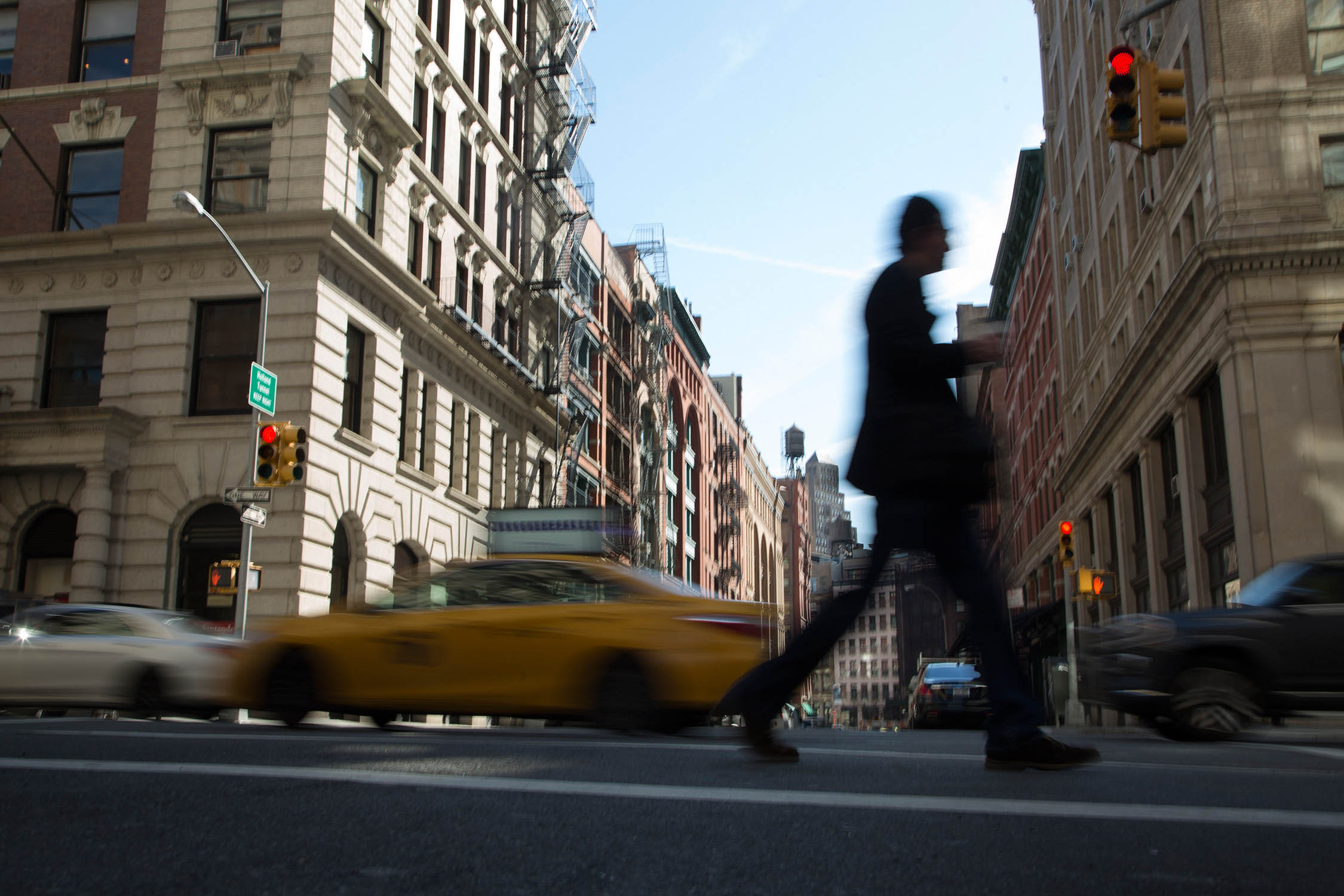 Pedestrians in Tribeca, New York City.