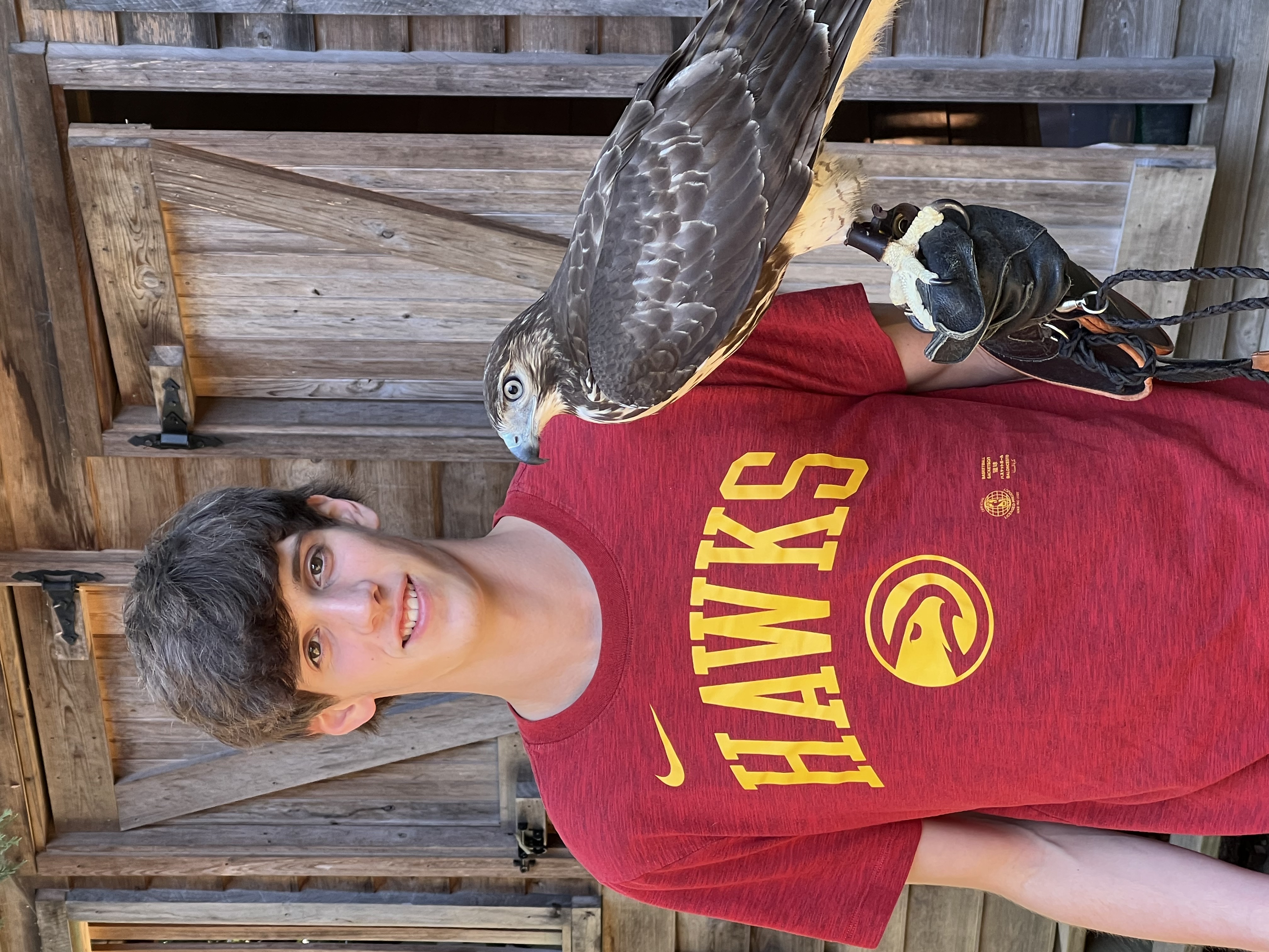 student with falcon