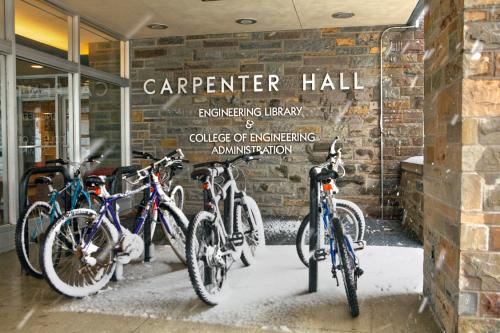 Bicycles in front of Carpenter Hall