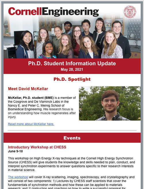 Ph.D. Information Update newsletter cover