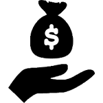 Hand holding bag of money