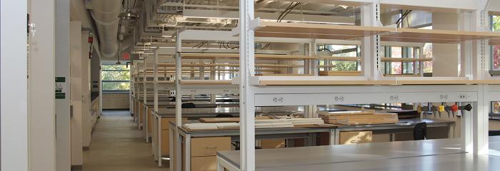 empty lab shelves