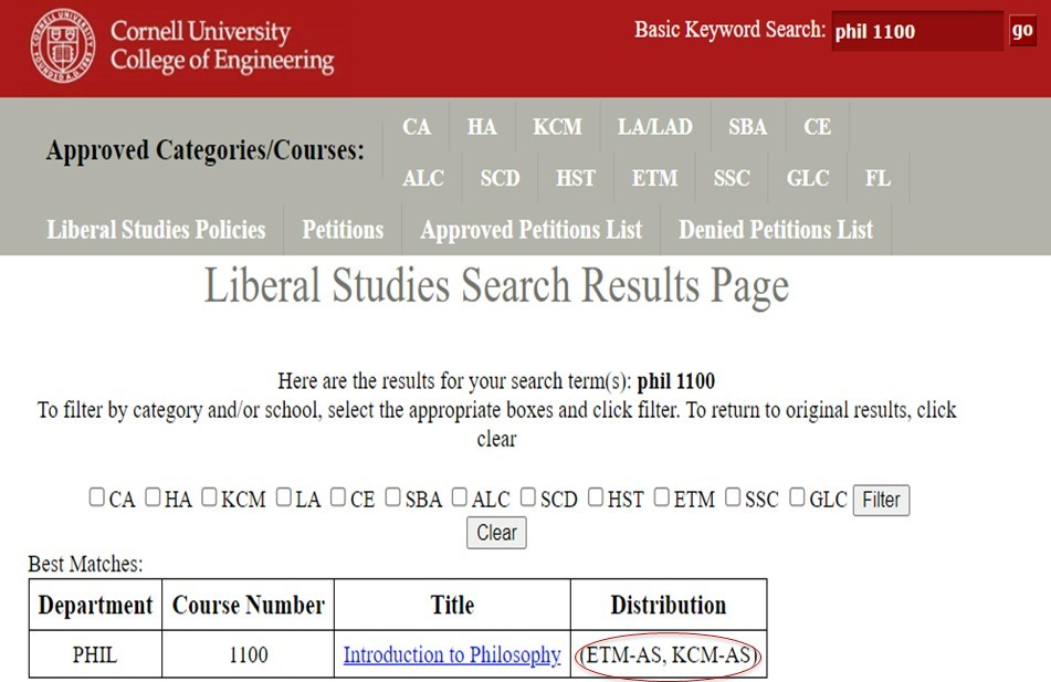 Liberal Studies Search Bar