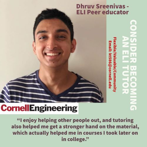 Dhruv Sreenivas Peer tutor advertisement 