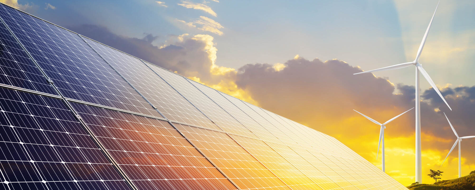 image showing solar panels and wind turbines