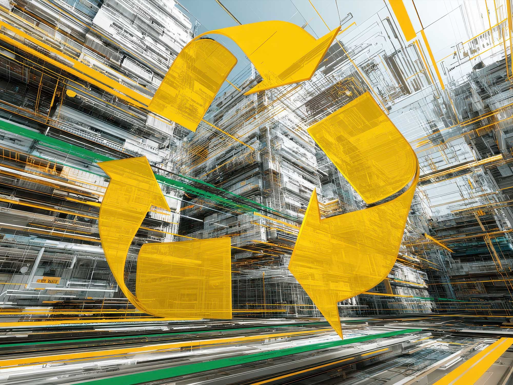 abstract image incorporating a recycling logo