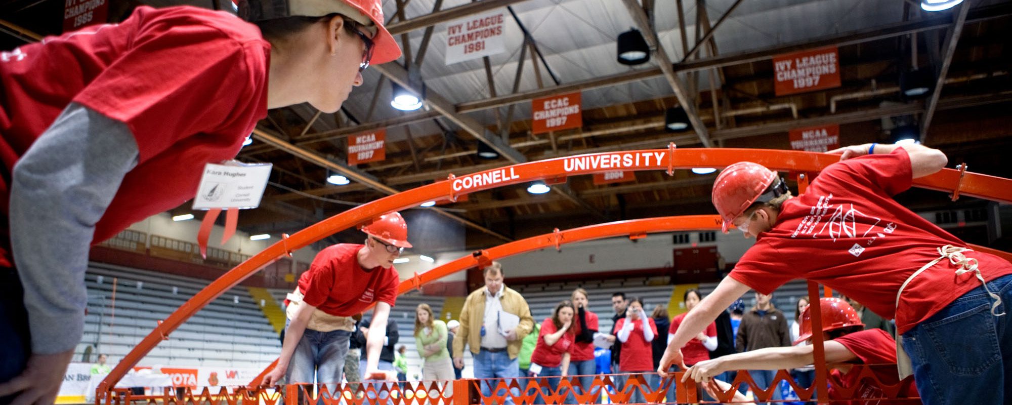 Students prepare their Steel Bridge for competition